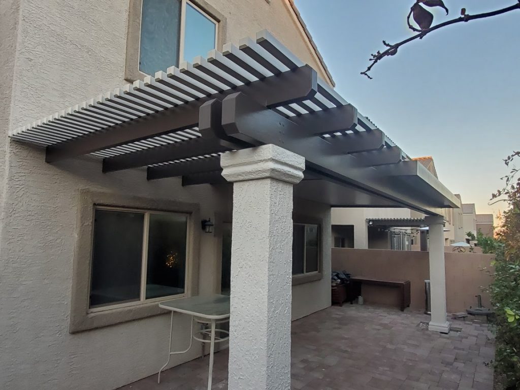 Patio Cover Installation with beautiful support beams, bakesfield, ca